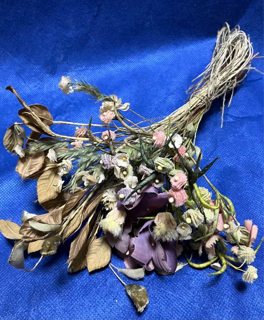 布花　染め花　アートフラワー　シックな枯れ花風布花　4点セットおまとめ