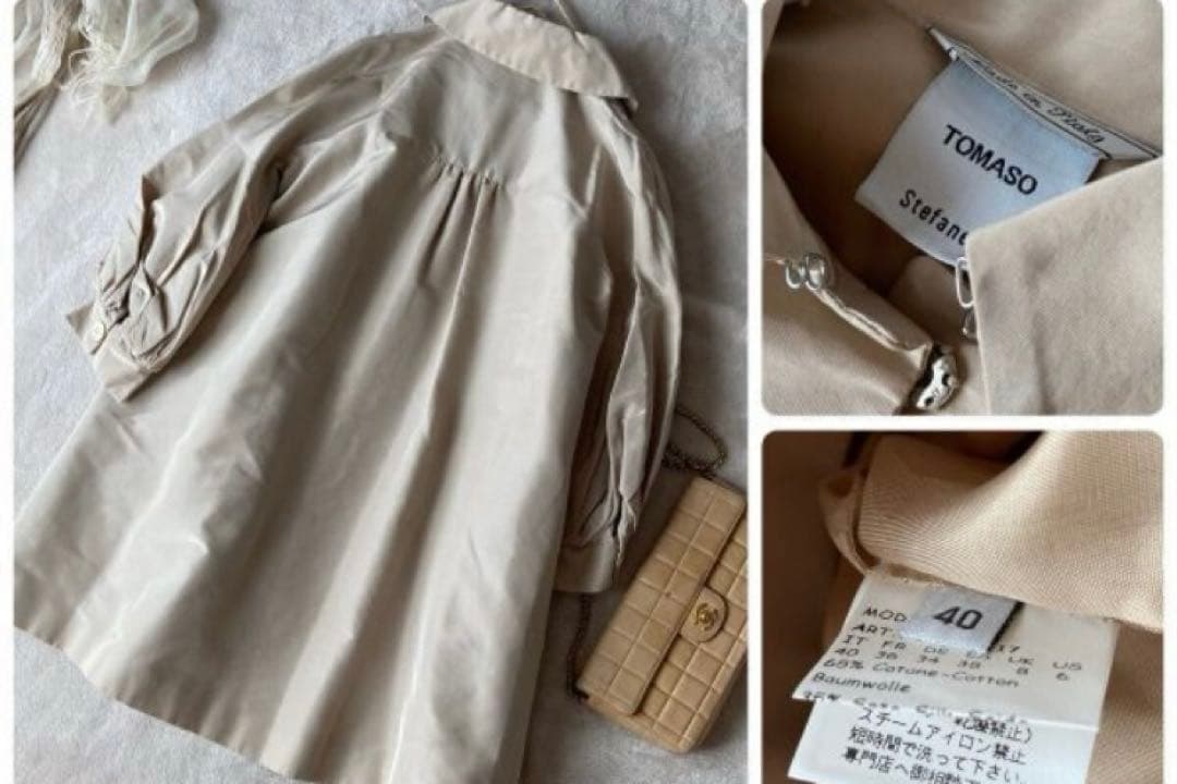トマソステファネリ＊ボリュームスリーブ 張り感シルク シャンタンコート 15万