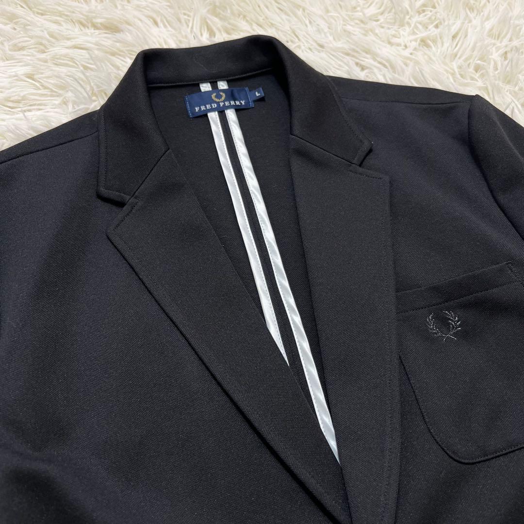 【美品】FRED PERRY テーラードジャケット　銀ボタン　伸縮　ブラック　L