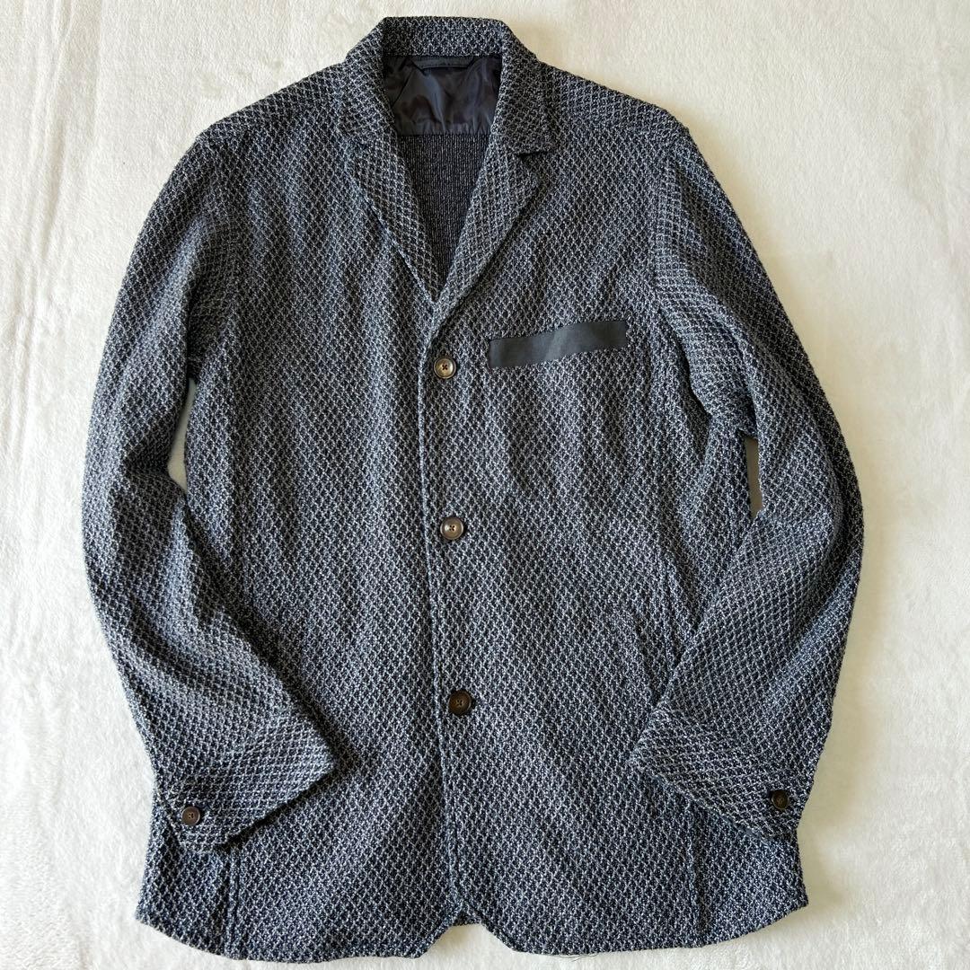 美品 シンプルライフ ミックスカラー ニット カバーオールジャケット Lジャージ