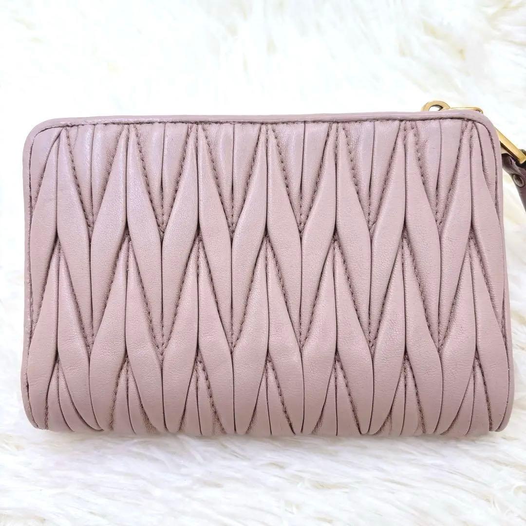 美品♡miumiu ミュウミュウ マテラッセ 折り財布 ピンクベージュ