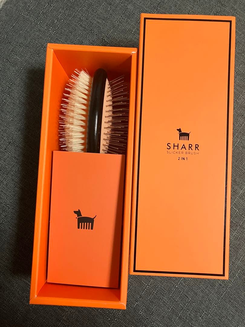 ラスト SHARR ペットブラシ 黒 オレンジ 犬 猫 2in1 新品