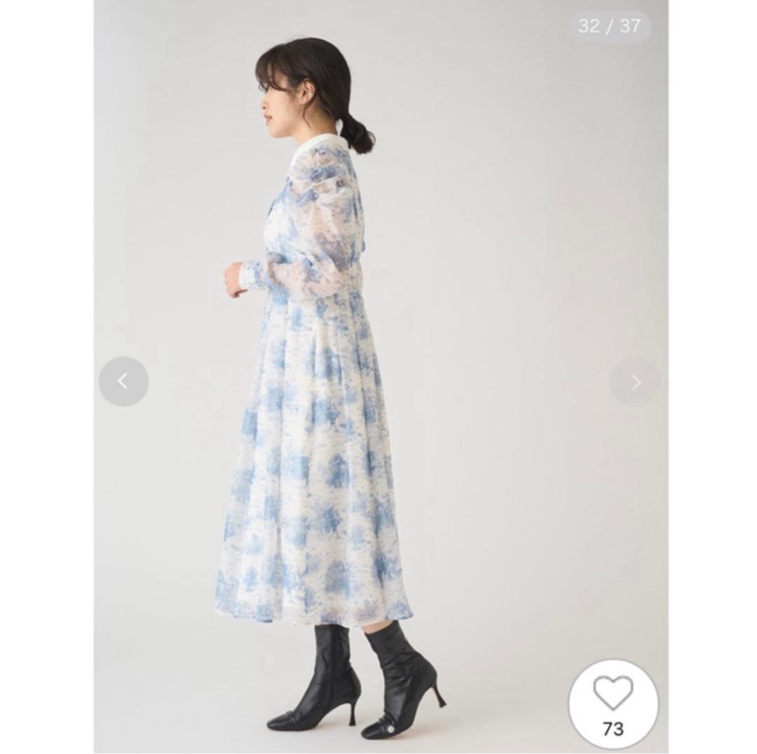 セルフォード　トワルドジュイ　プリントワンピース　ブルー