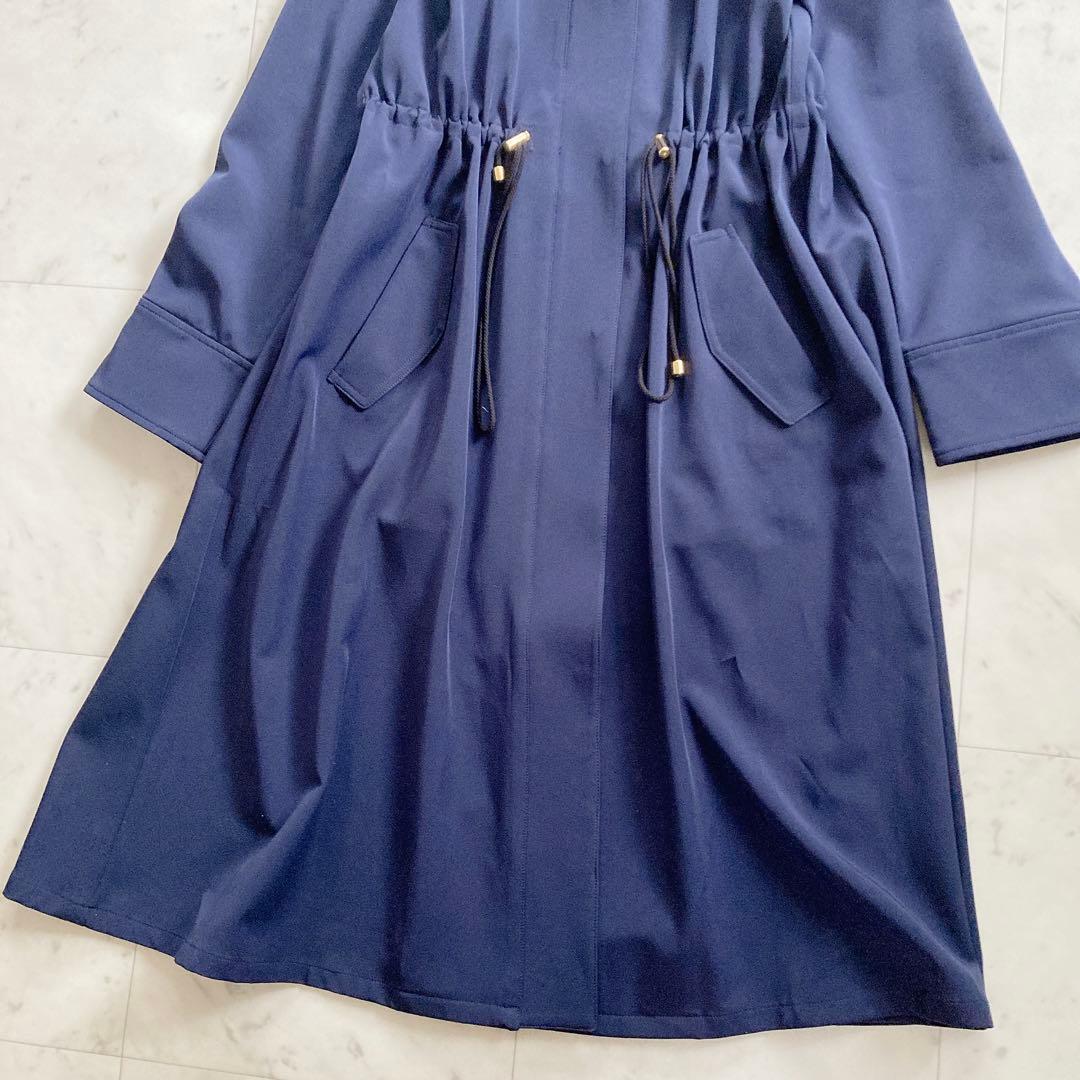 極美品　JUSGLITTY 撥水ロングフードブルゾン　ネイビー