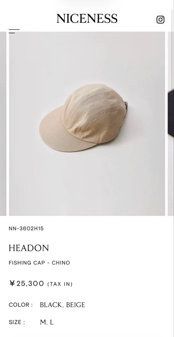う*も様 NICENESS 25SS \"HEADON\" / Fishing Ca