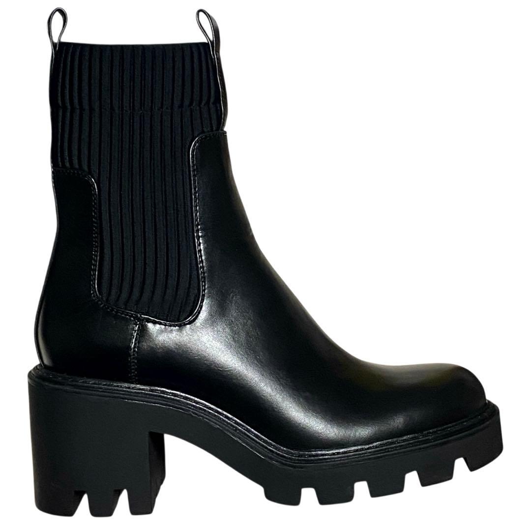 極美品 ZARA ザラ　24.5 厚底 ショートブーツ ブラック 黒 チャンキー