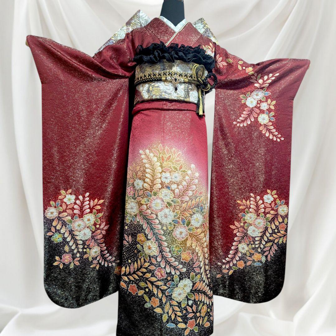 ファーショール＆バッグ付き！振袖フルセット成人式・辻が花・作家物・手絞り・鈴乃屋