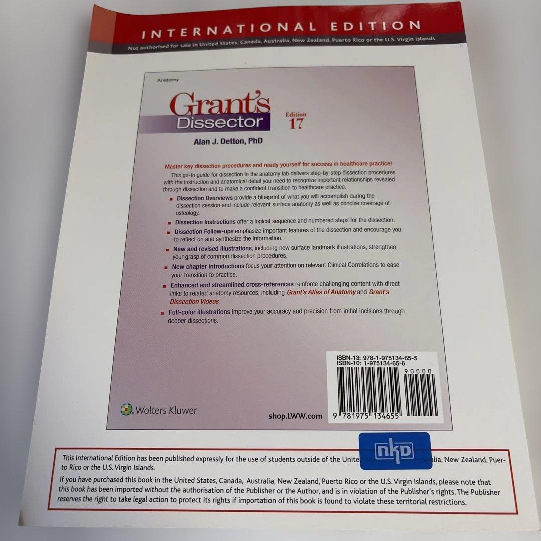 Grant's Dissector 第17版　医学　解剖学
