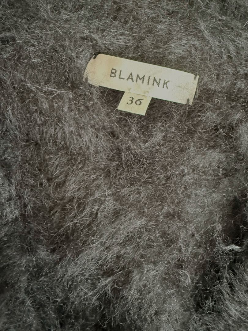 【ほぼ未使用】BLAMINK カシミアファーカーディガン　ブラック36