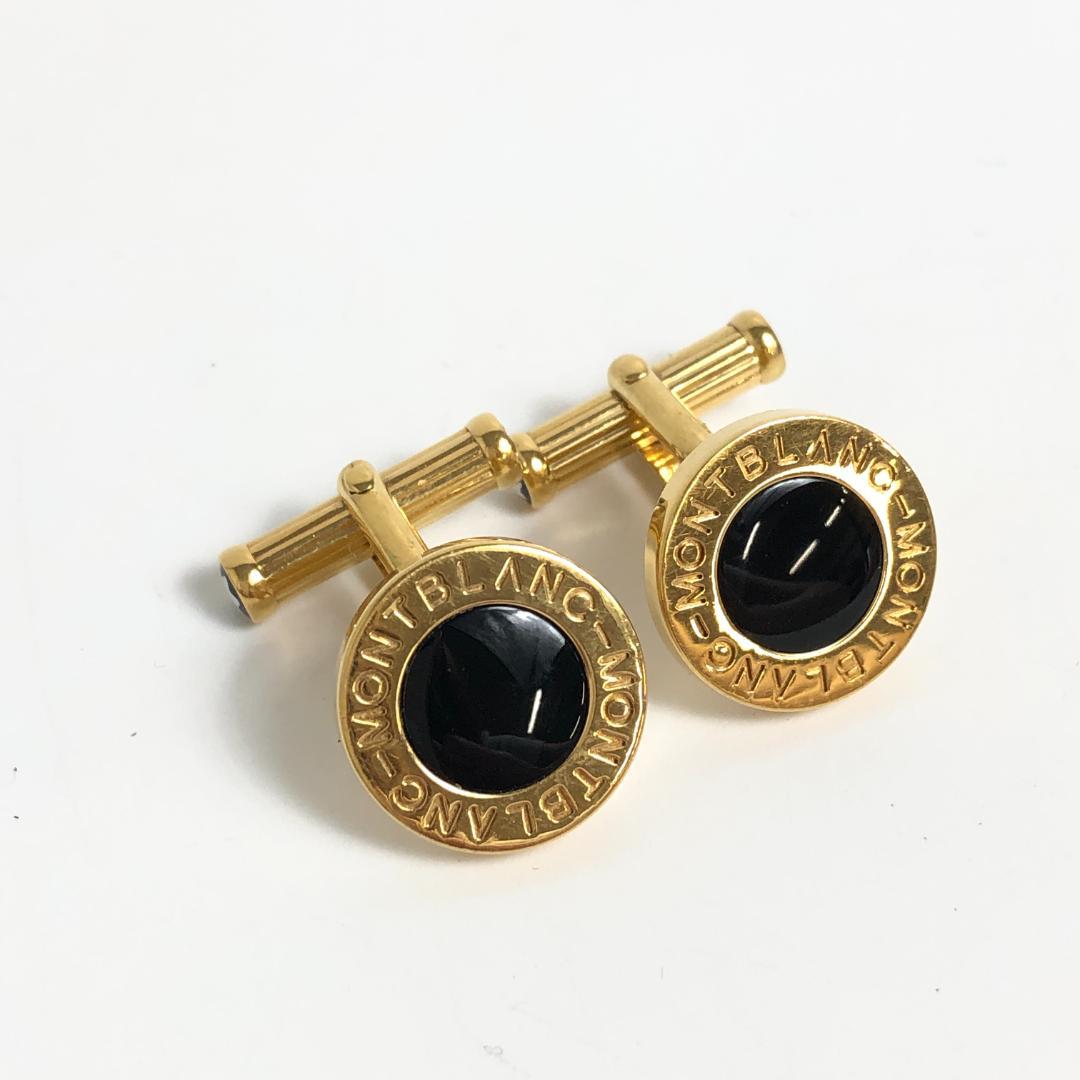5F466/モンブラン/カフスリンクス/オニキス/ラウンドロゴ/ゴールド金具