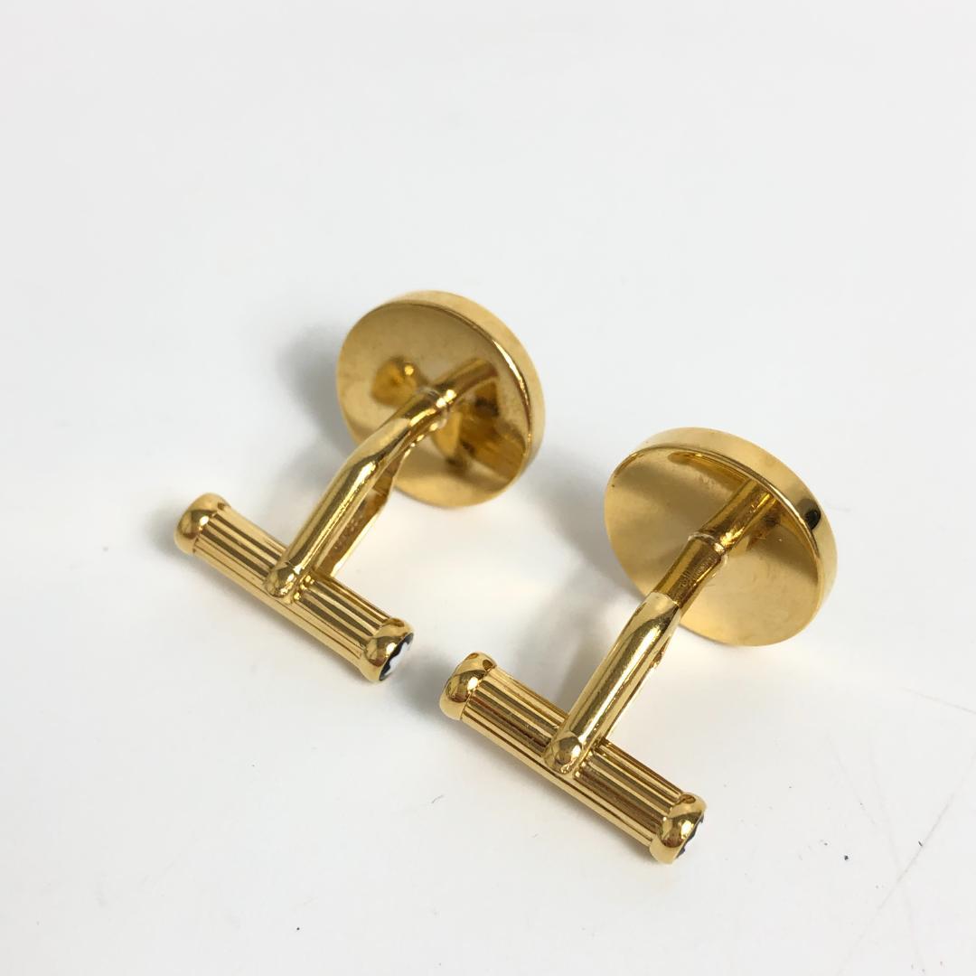 5F466/モンブラン/カフスリンクス/オニキス/ラウンドロゴ/ゴールド金具