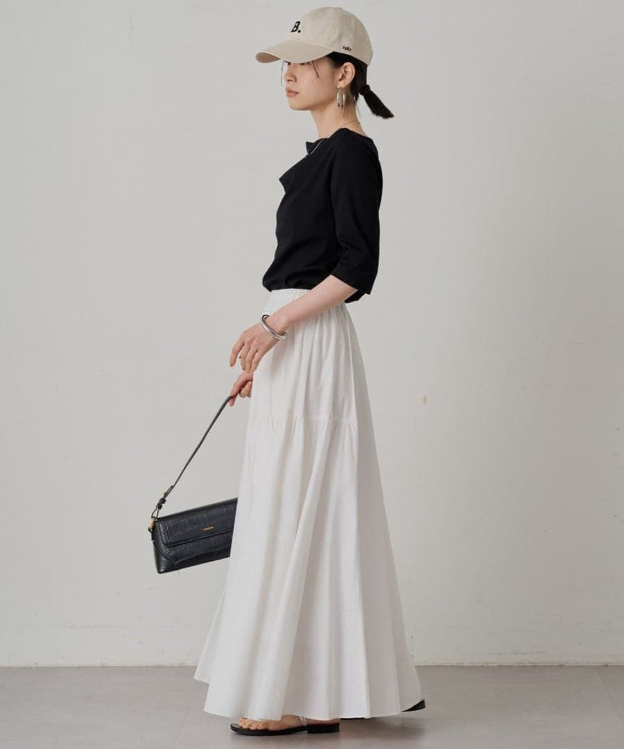 Loungedress ラウンジドレス　 パネルギャザースカート　ホワイト