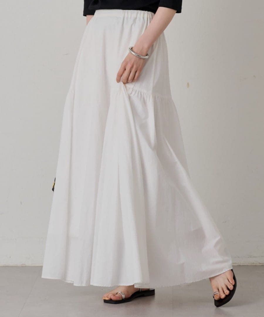 Loungedress ラウンジドレス　 パネルギャザースカート　ホワイト