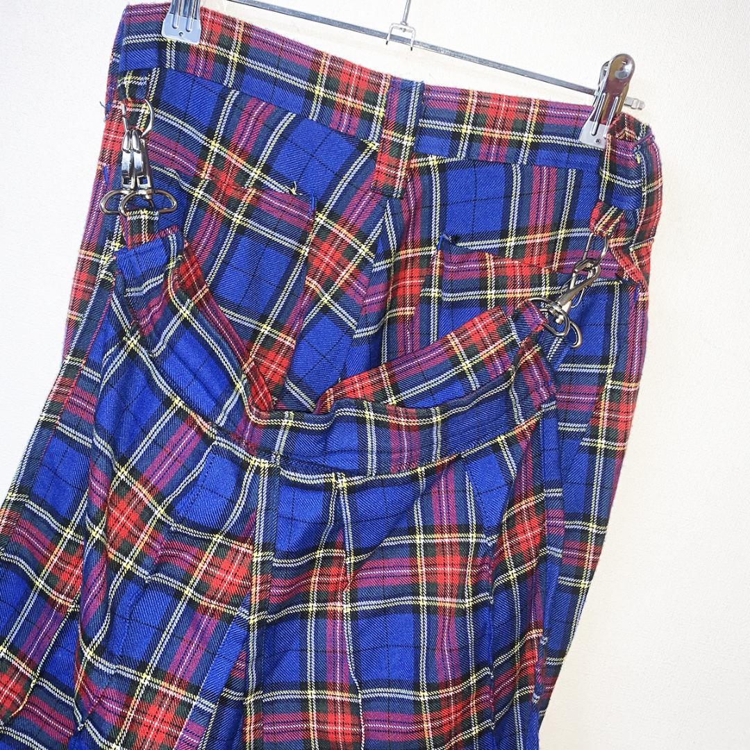 90s タータンチェック柄ボンテージパンツ　ゴシック　パンク　punk