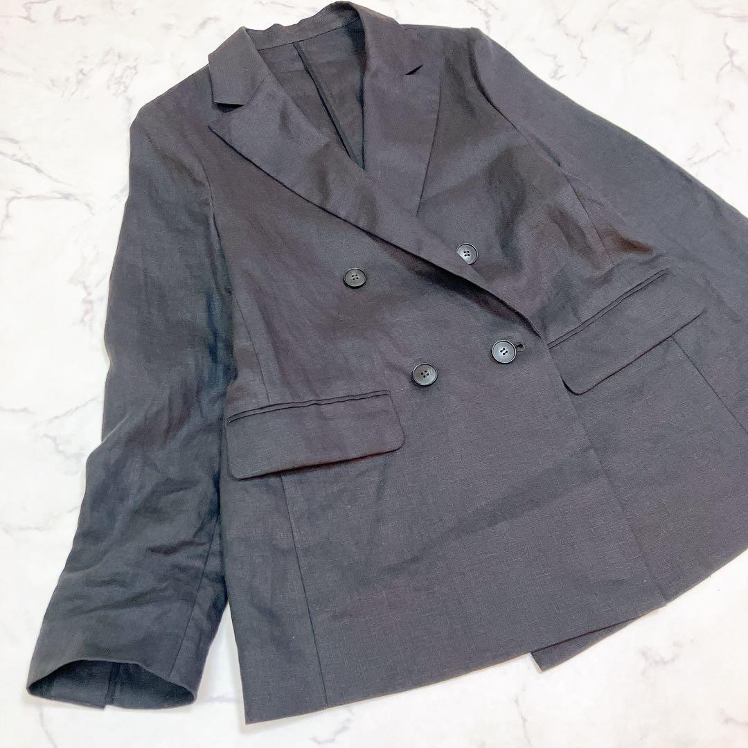 【美品】スローブイエナ リネンジャケット 黒 テーラード 24SS 美シルエット