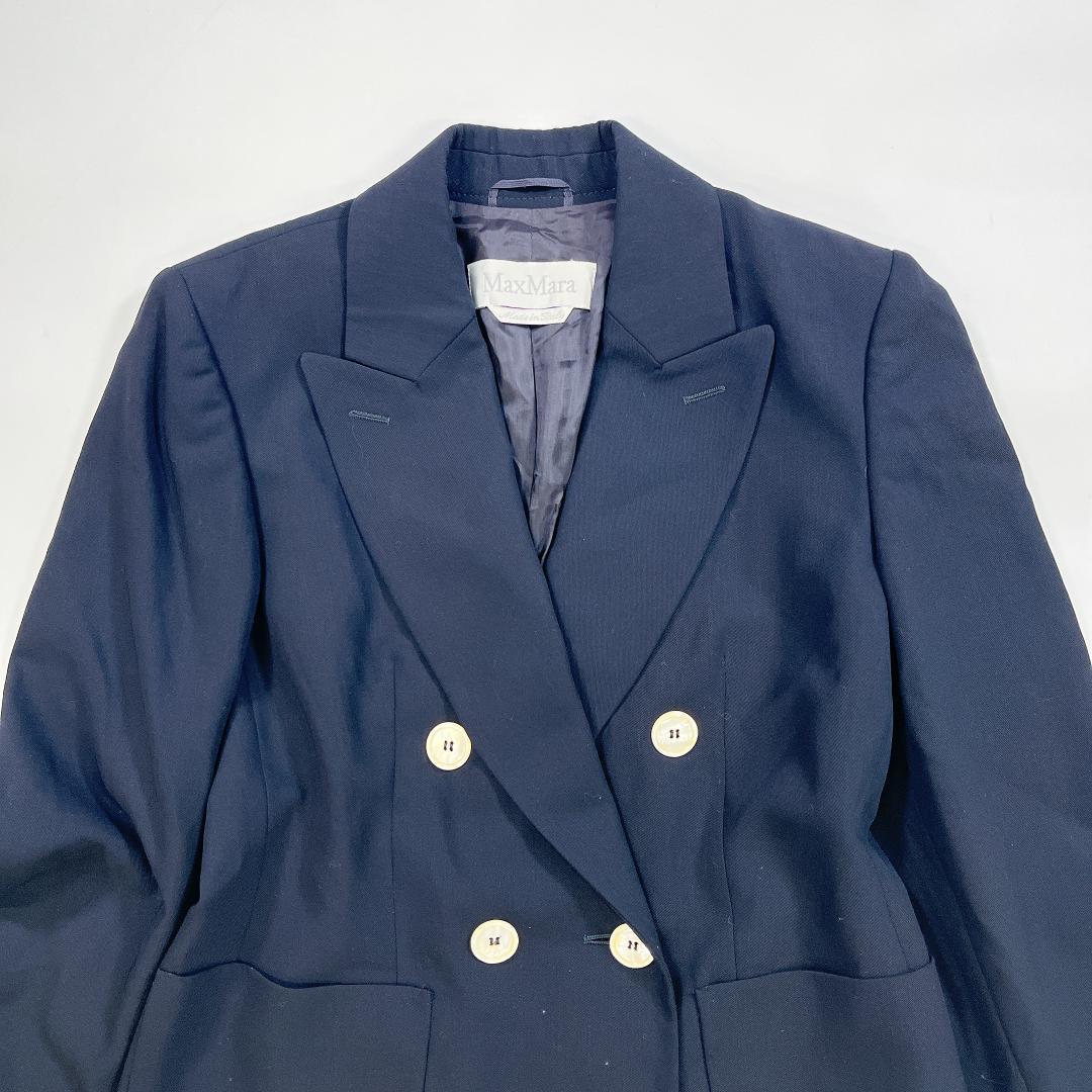 MaxMara ダブル テーラードジャケット 白タグ 黒 38 M