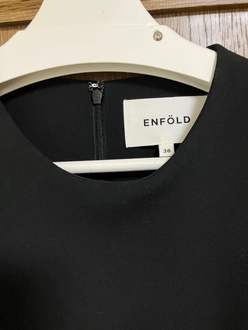 ふわふわです　ENFOLD ワンピース　38 七分袖ブラック