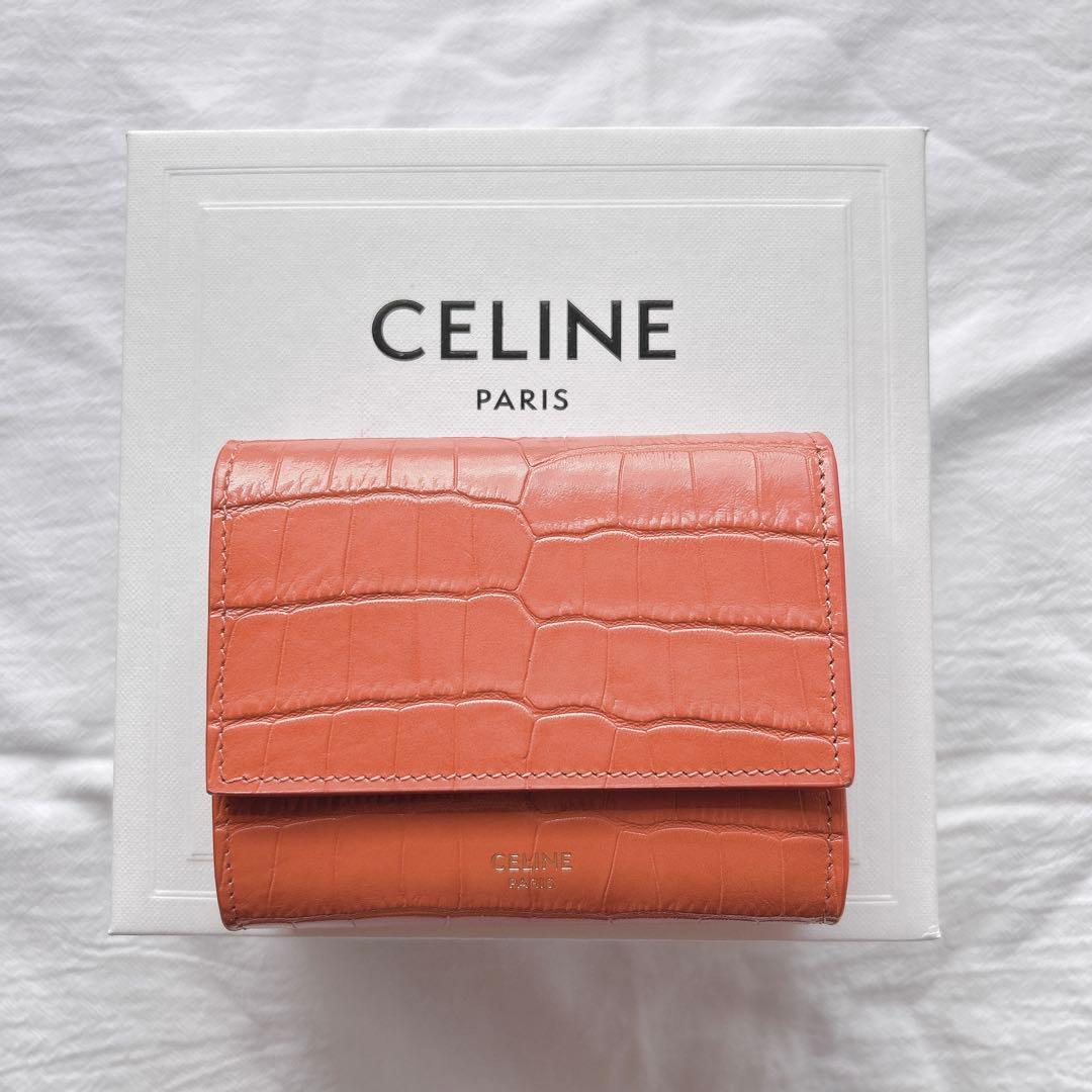 【新品】CELINE ピンク オレンジ 三つ折り財布 セリーヌ