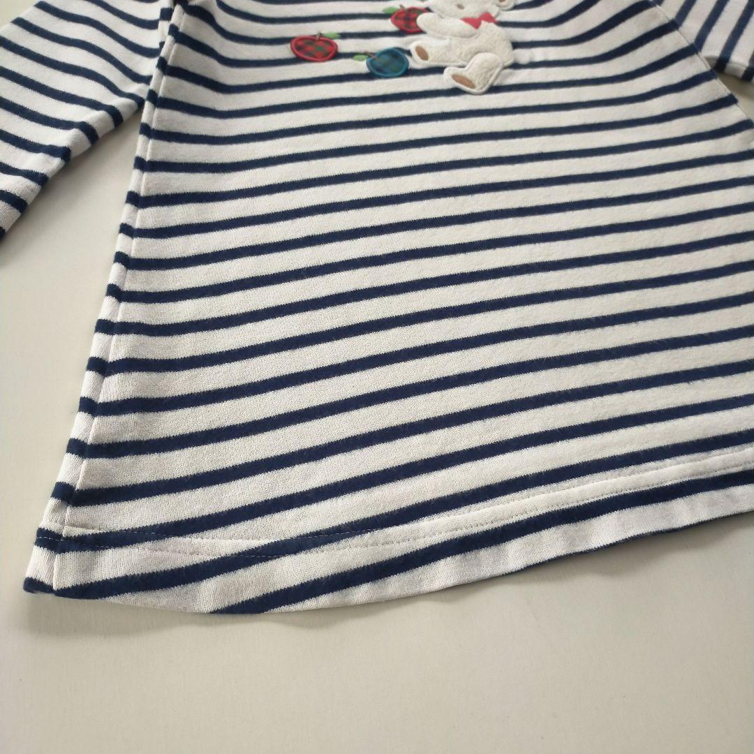 美品★現行品★80cm familiar 紺白ボーダー長袖ワンピース