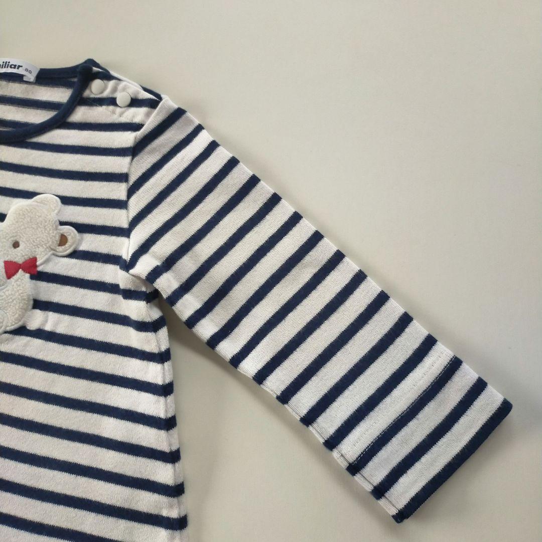 美品★現行品★80cm familiar 紺白ボーダー長袖ワンピース
