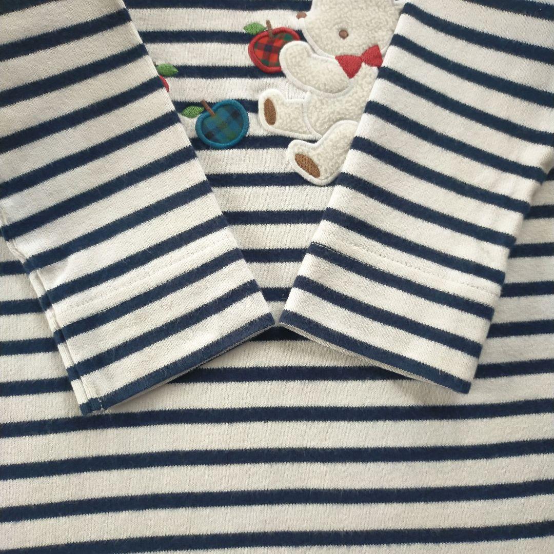 美品★現行品★80cm familiar 紺白ボーダー長袖ワンピース