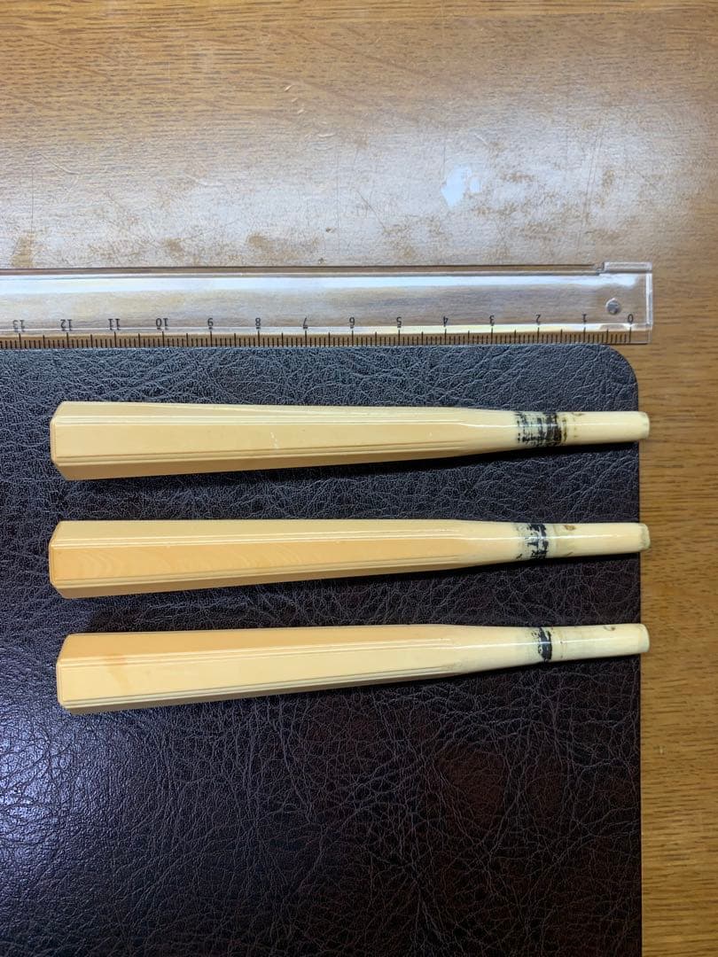 最高級天然素材　三味線糸巻き3本セット　細棹　中棹　素六面取り
