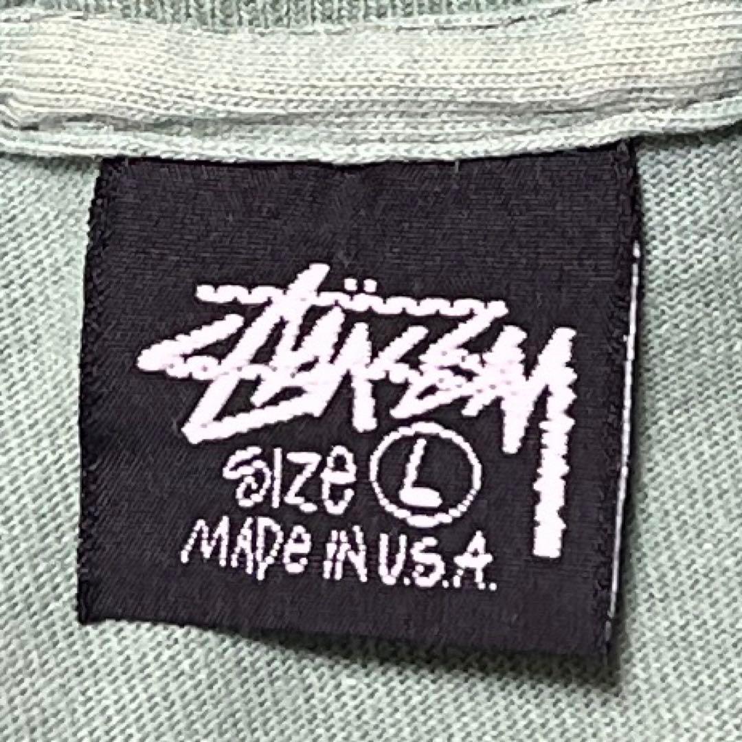 80s USA製 old stussy シャドーマン 両面プリントTシャツ 緑L