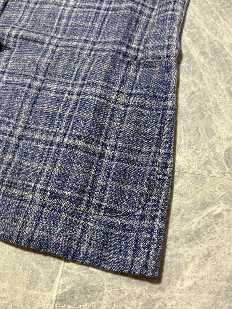 KITON キートン カシミヤ シルク リネン チェック柄 テーラードジャケット