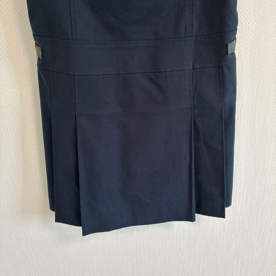 courrèges ネイビー ひざ丈　ワンピース 半袖 クレージュ　プリーツ