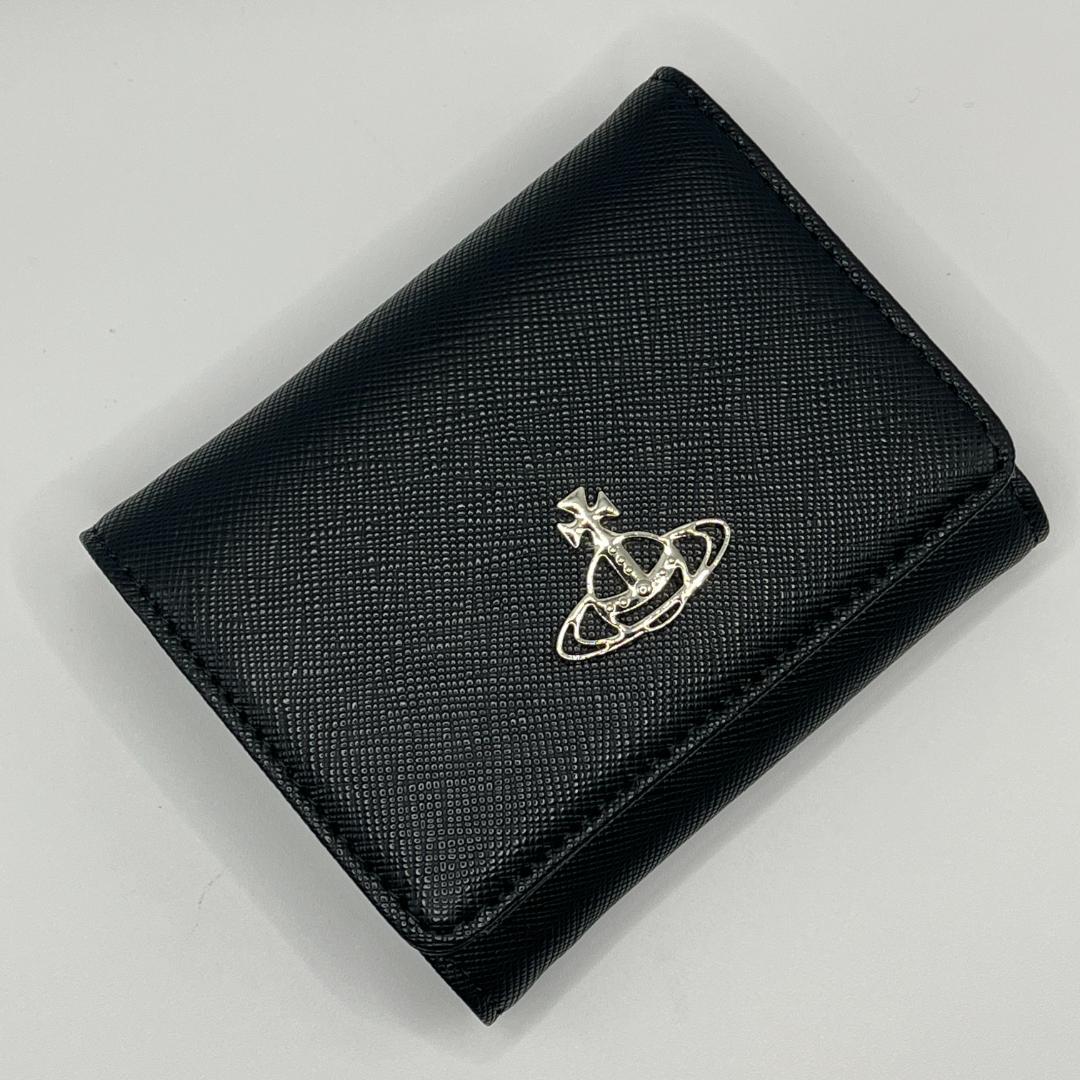 大特価 Vivienne Westwood 折財布 黒 がま口 定番 シンプル