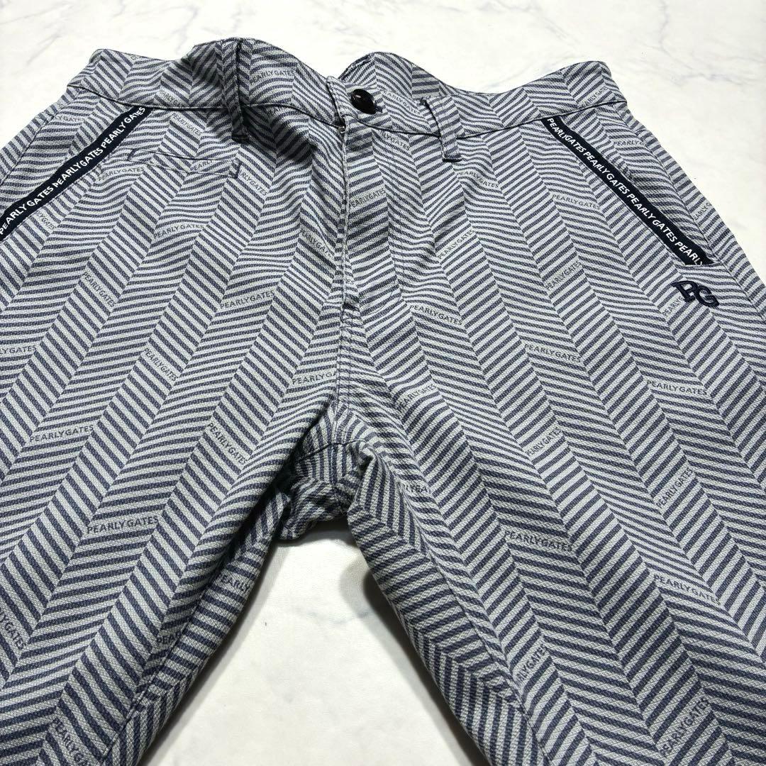 パーリーゲイツ ゴルフパンツ ヘリンボーン柄 ロゴ 総柄 グレー系 (5) L