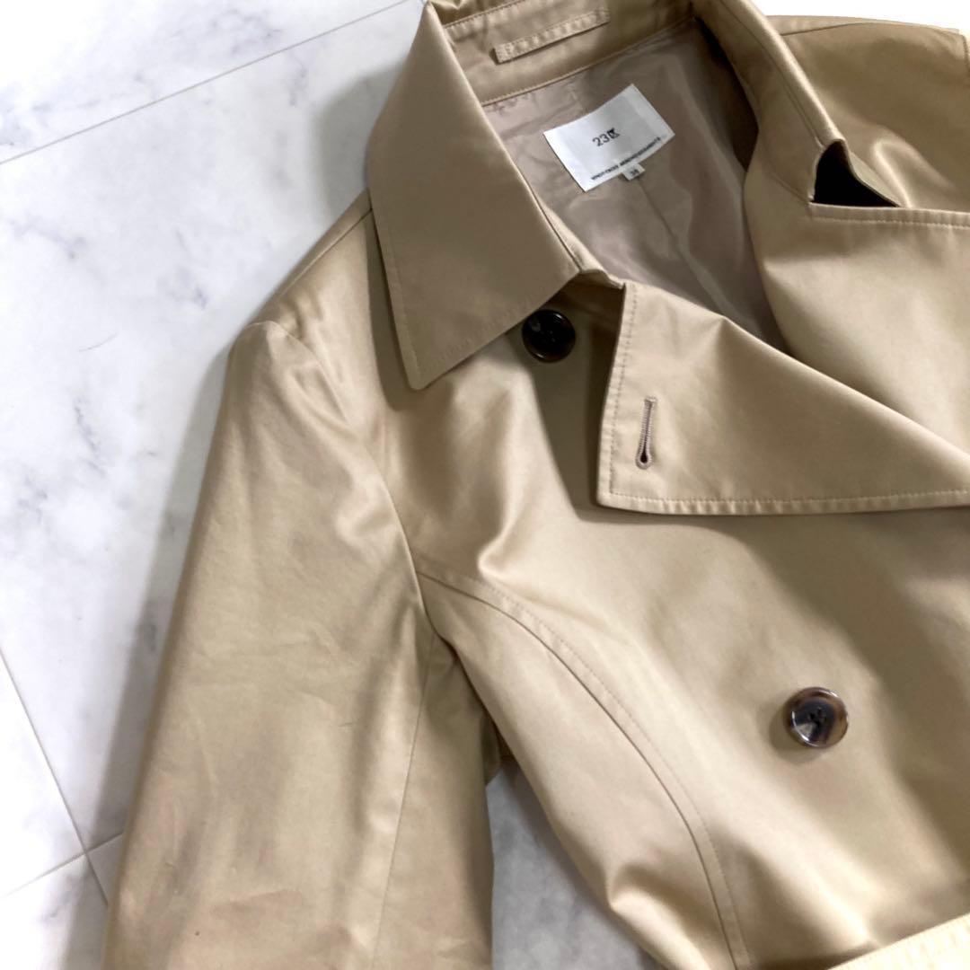 美品 23区 20SS コットンギャバジンロングコート 38 ベージュ