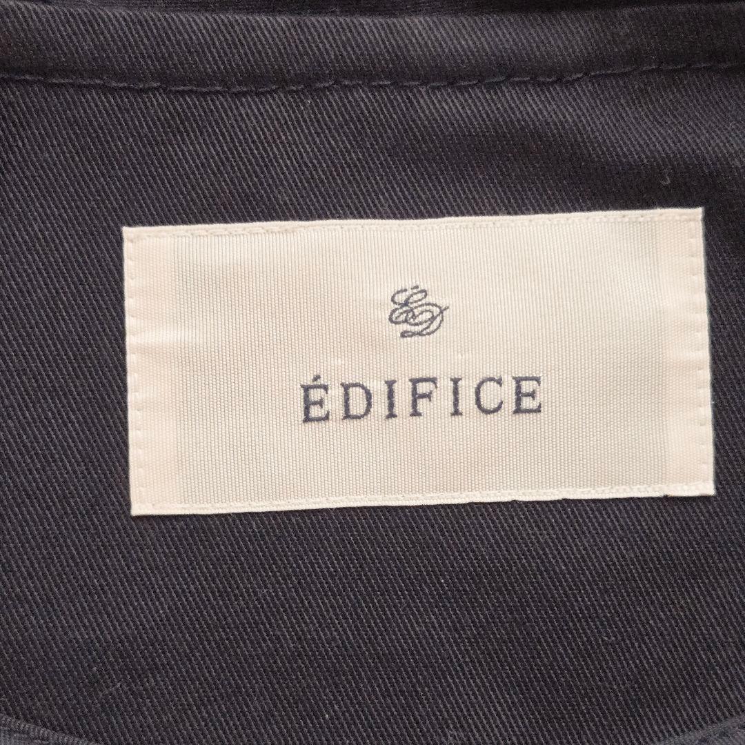 【美品】EDIFICE　フード付きライトジャケット くるみボタン　46　紺