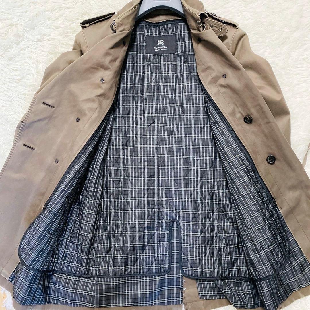 【希少】バーバリーブラックレーベル　ブラウン　トレンチコート　シャドーチェック