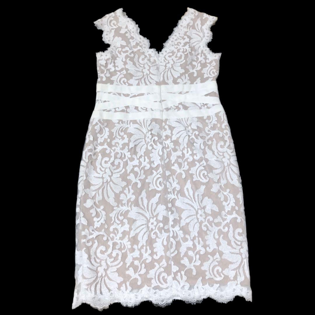 ✨TADASHI SHOJI 花柄 総レース リボン付 ノースリーブ ワンピース