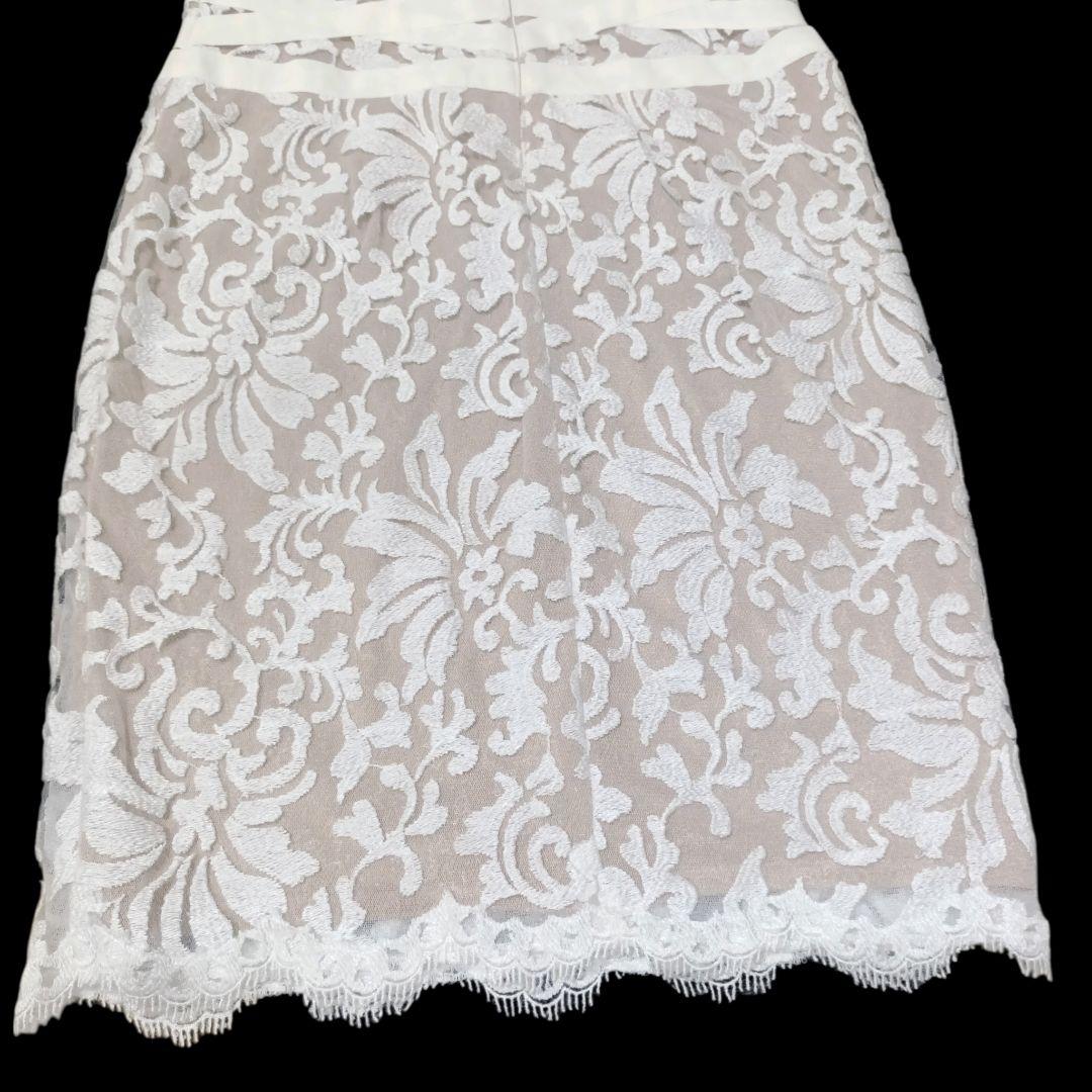 ✨TADASHI SHOJI 花柄 総レース リボン付 ノースリーブ ワンピース