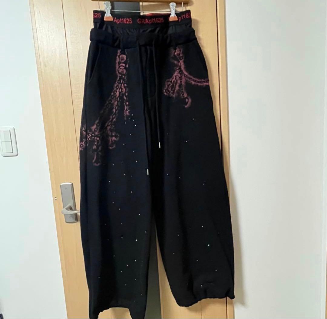 【GRANCY】ライトストーンデザインレイヤードスウェットパンツ