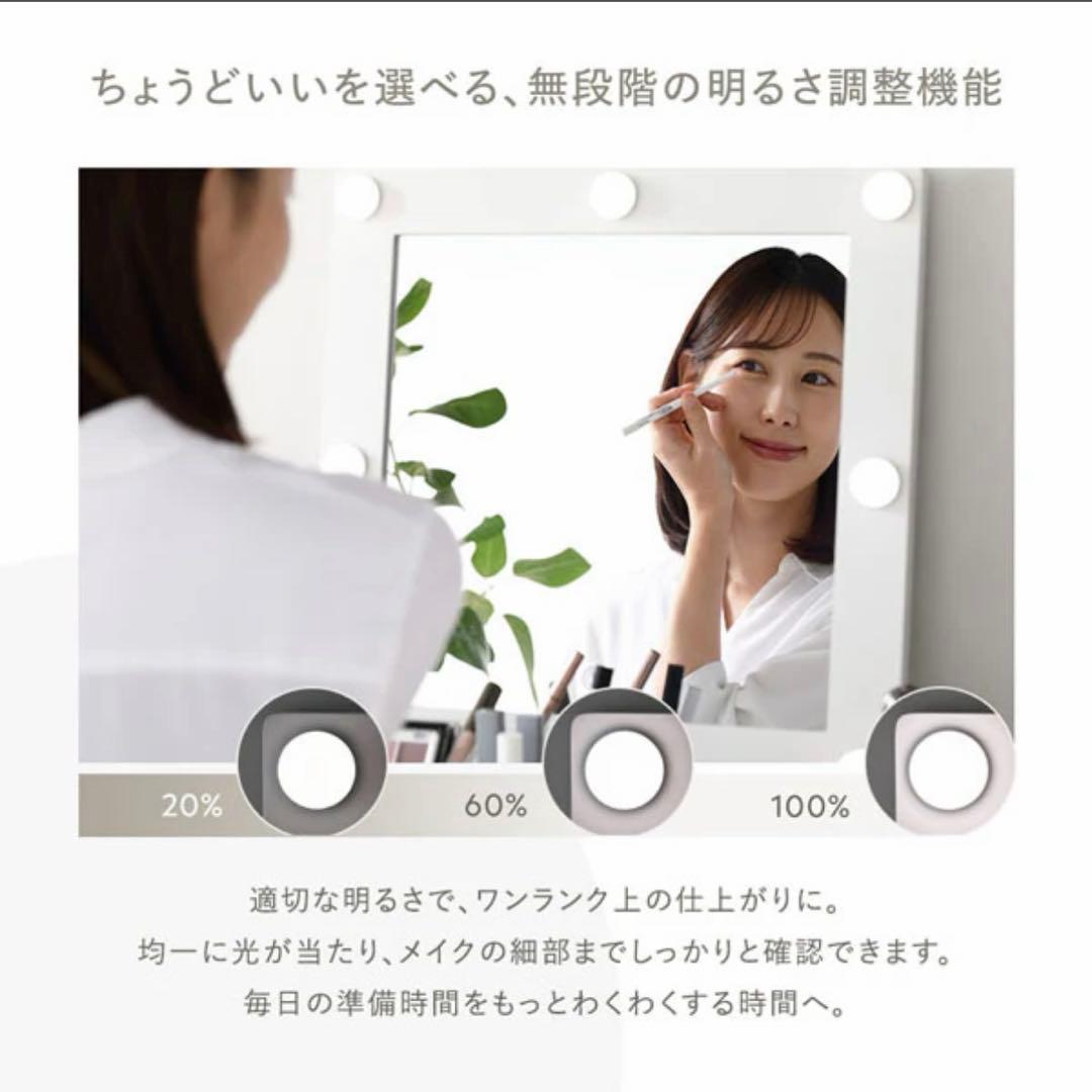 【送料込み・匿名配送】LEDライト付きドレッサー 鏡取り外し可 2段引き出し付き