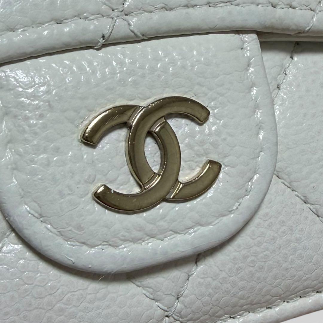 【CHANEL】シャネル三つ折り財布☆ホワイト☆限定☆内側デザインが可愛い