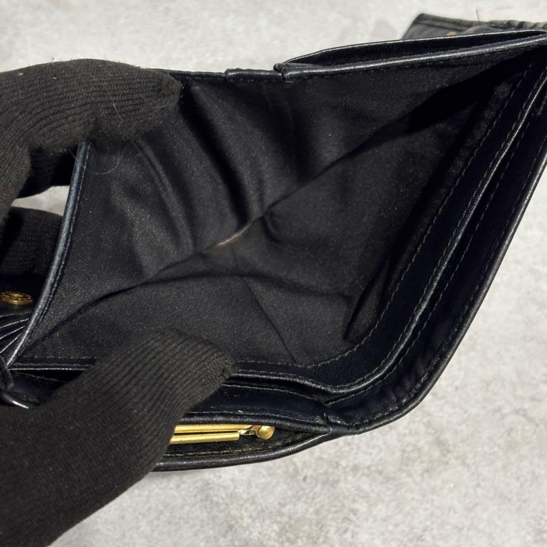 希少　COACH コーチ　シグネチャー　レザー　がま口　折り財布　コンパクト