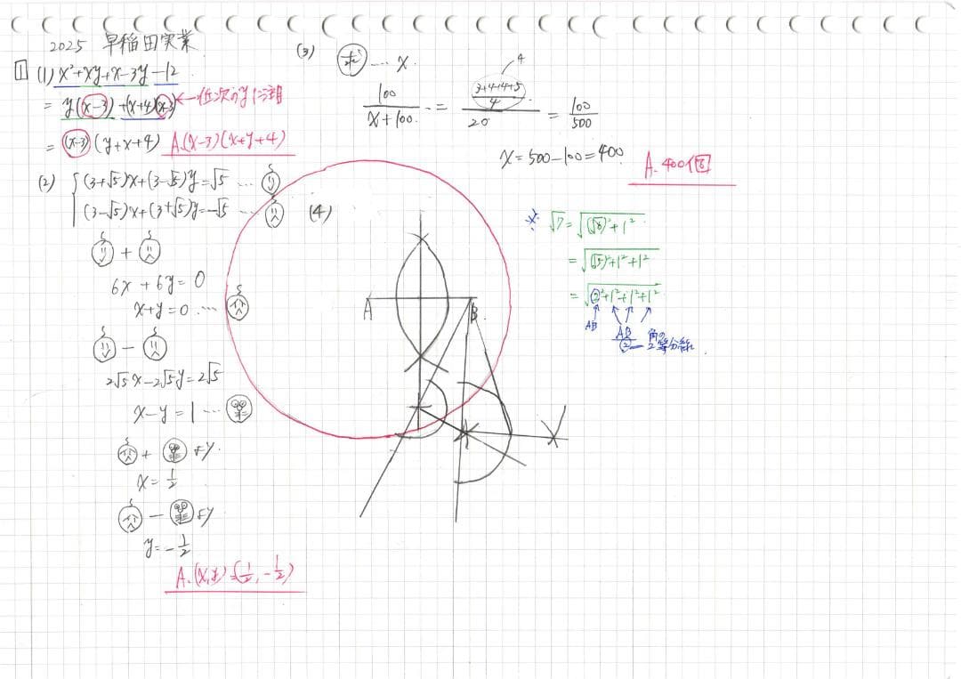 今だけ割引 塾講師オリジナル数学解説 早稲田実業 高校入試 過去問2013-25