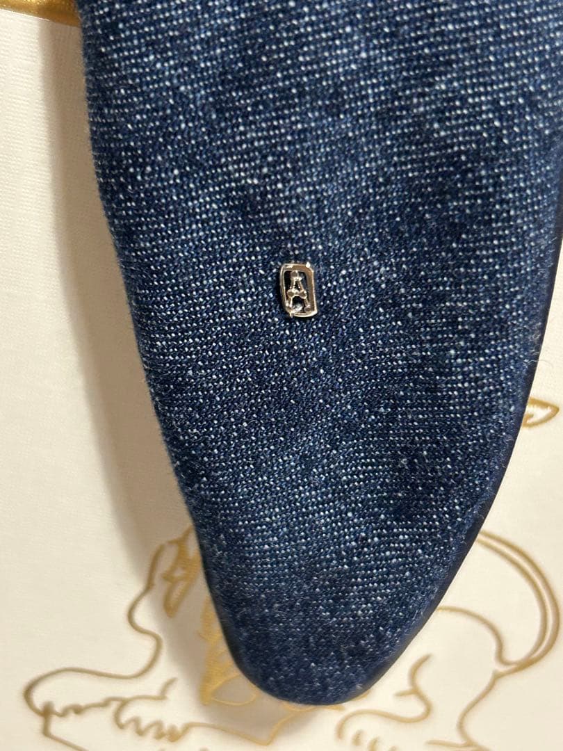 ALEXANDRE DE PARIS デニム　レザー　リボン　 カチューシャ