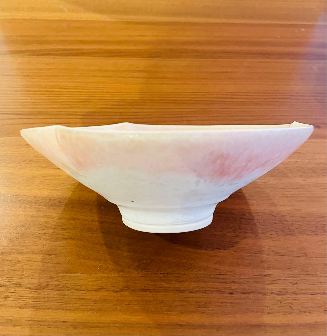 中園晋作さんの陶器のピンクと緑のボウル2個セット