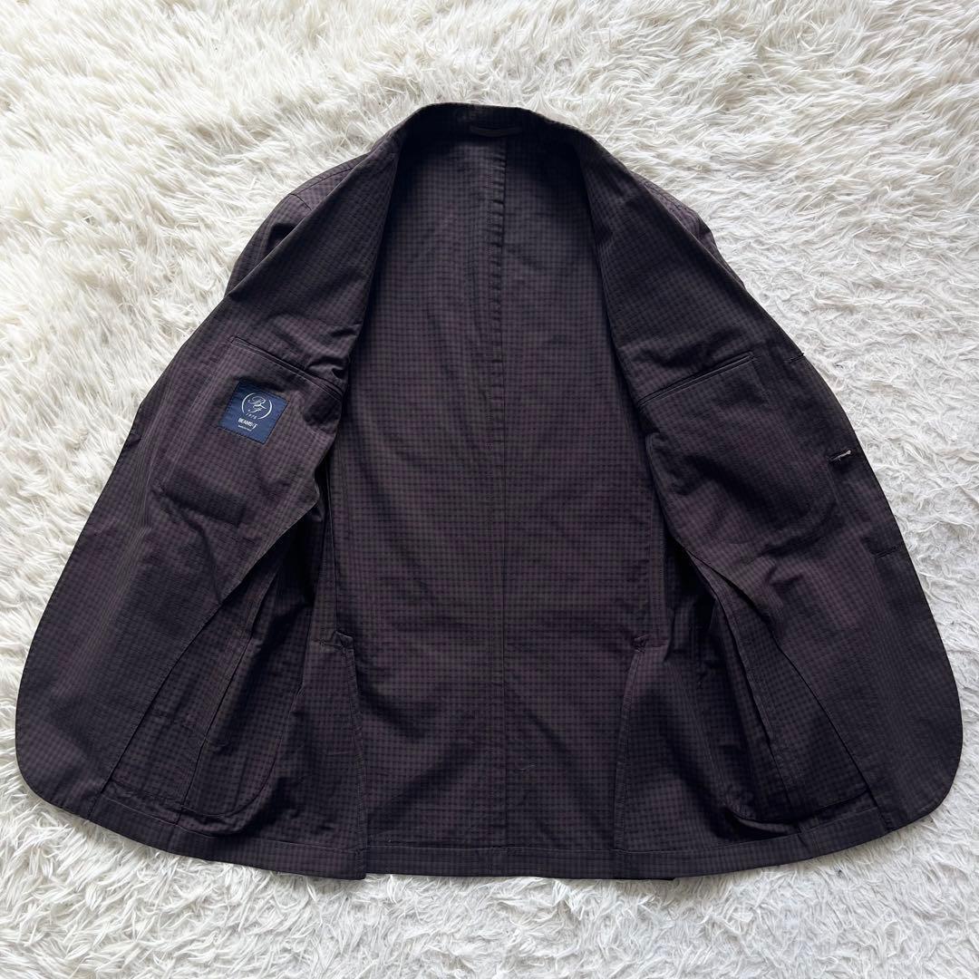 <美品>BEAMS F 新ロゴ ブラウン コットンシルク ジャケット サイズ48