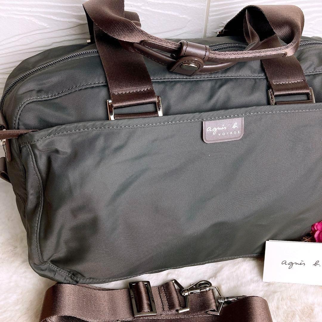 美品☆agnes b. アニエスベー 2wayボストン ショルダーバッグ カーキ
