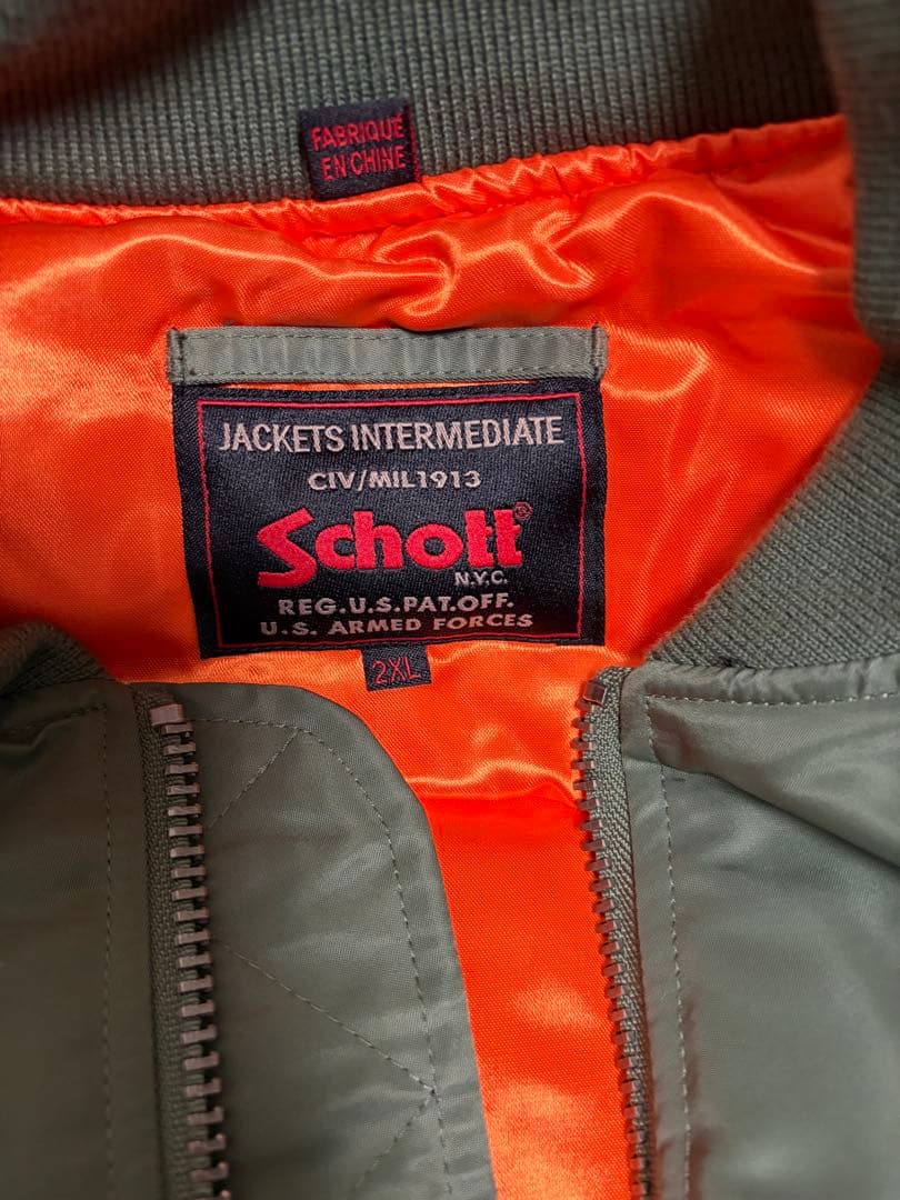 schott MA-1フライトジャケット 2XL オリーブ新品