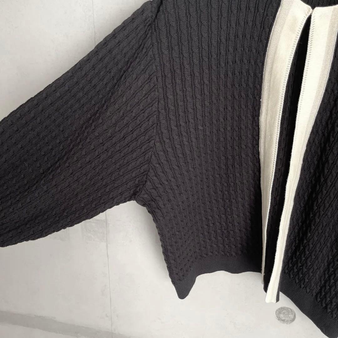 美品⭐︎2024AW ポルテデブトン　ミニケーブルカーディガン　ブラック