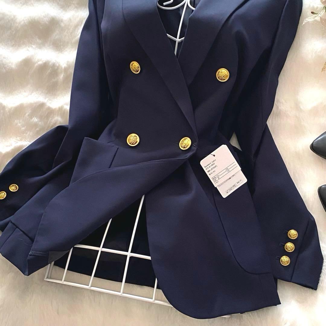 【未使用】美品 ナノ・ユニバース ダブルブレストジャケット 紺ブレ 金ボタン S