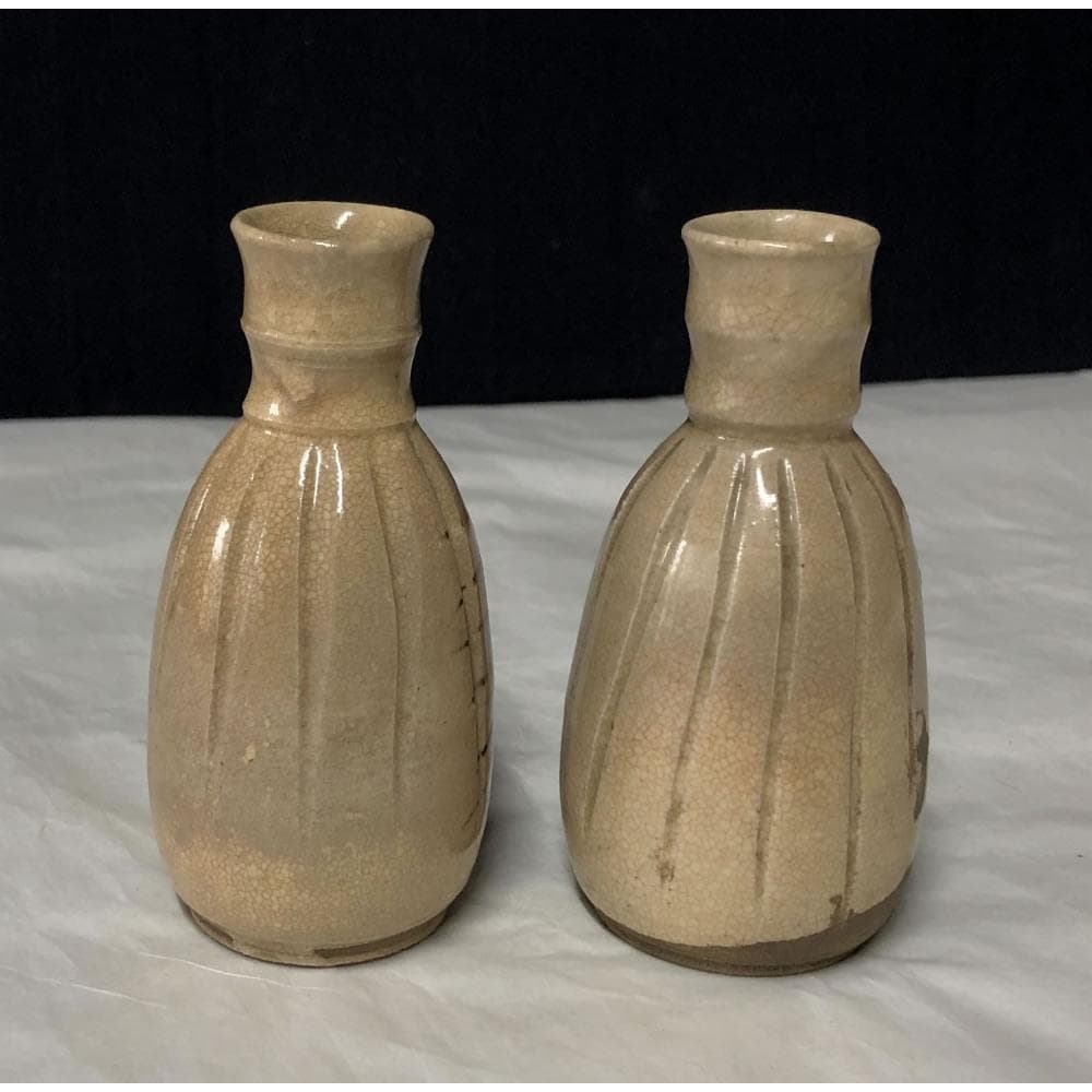 e2259 古清水 茶筅形 徳利 一対 高さ9cm 木箱入り 茶筅徳利