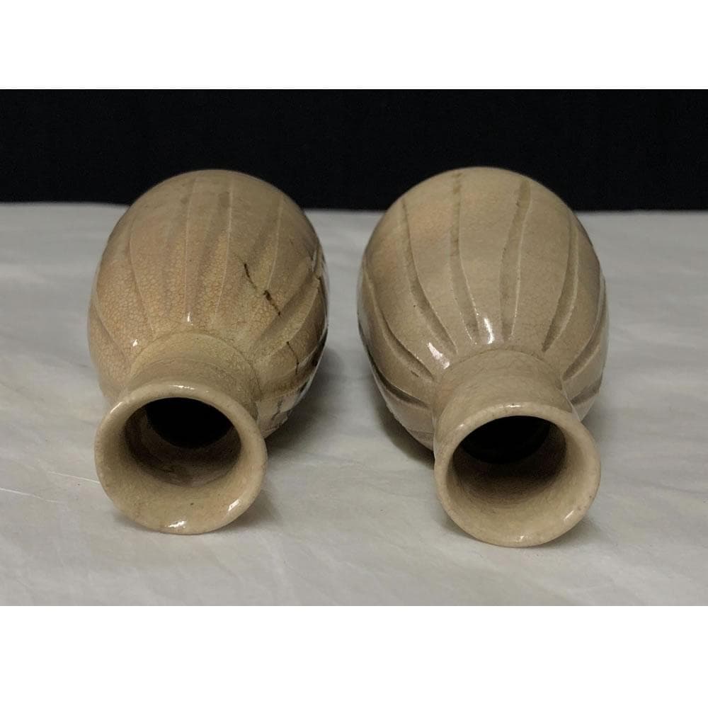 e2259 古清水 茶筅形 徳利 一対 高さ9cm 木箱入り 茶筅徳利